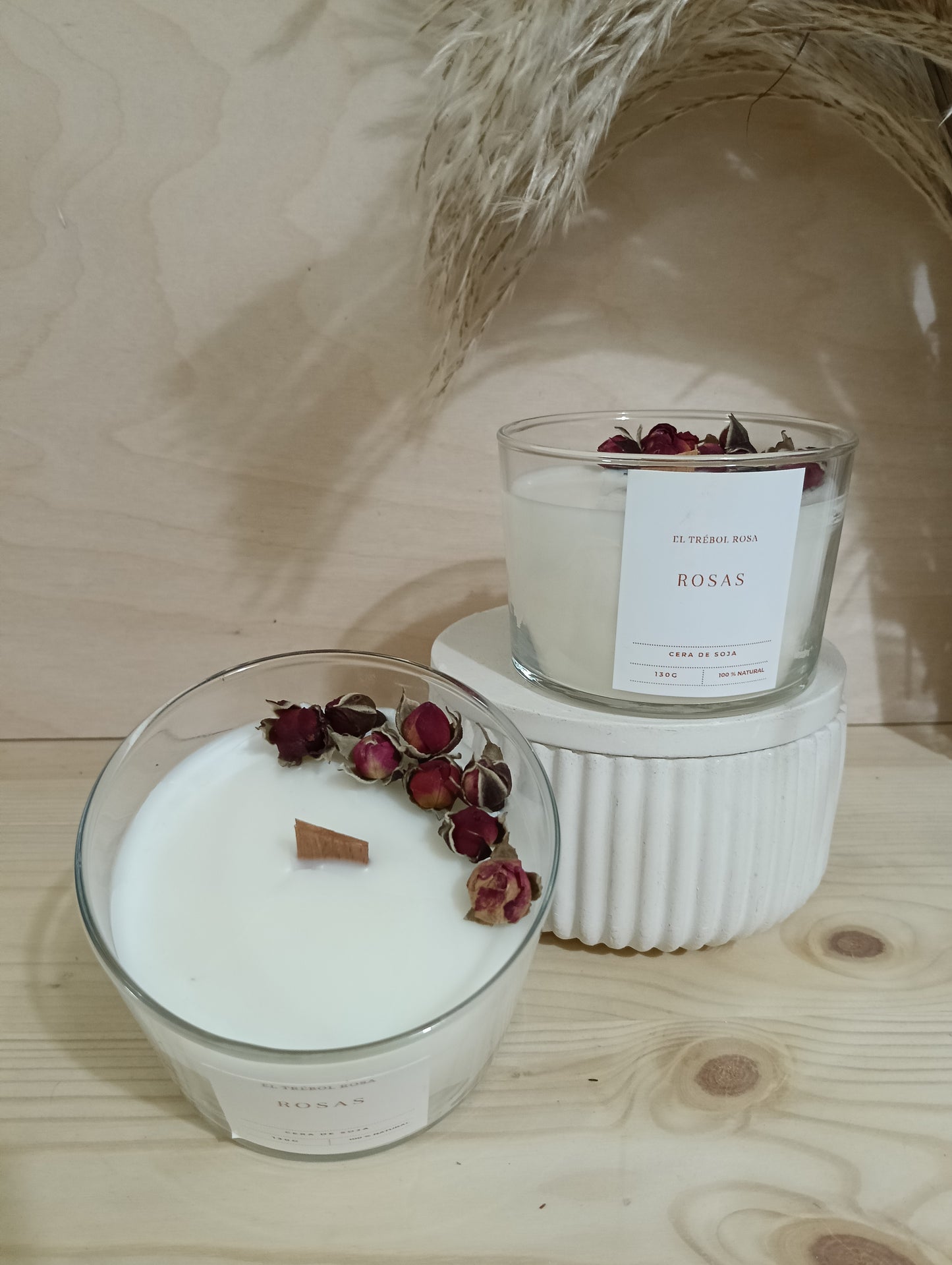 Velas aromáticas artesanales de cera de soja - Rosas