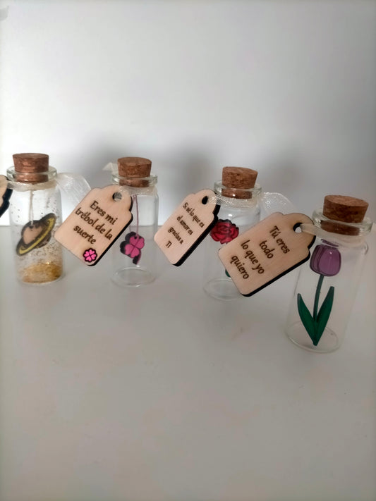 Mini botellas con mensaje personalizado