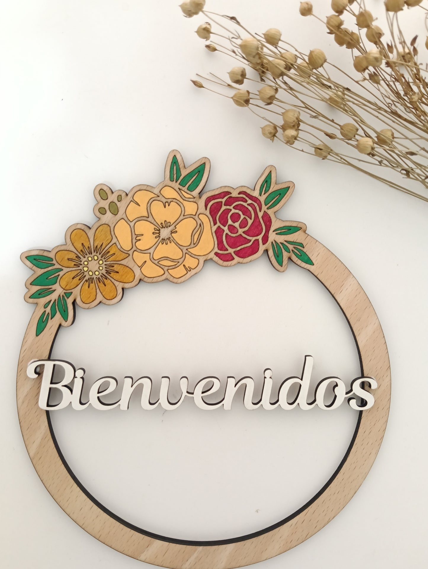 Corona de Bienvenida Otoñal en Madera