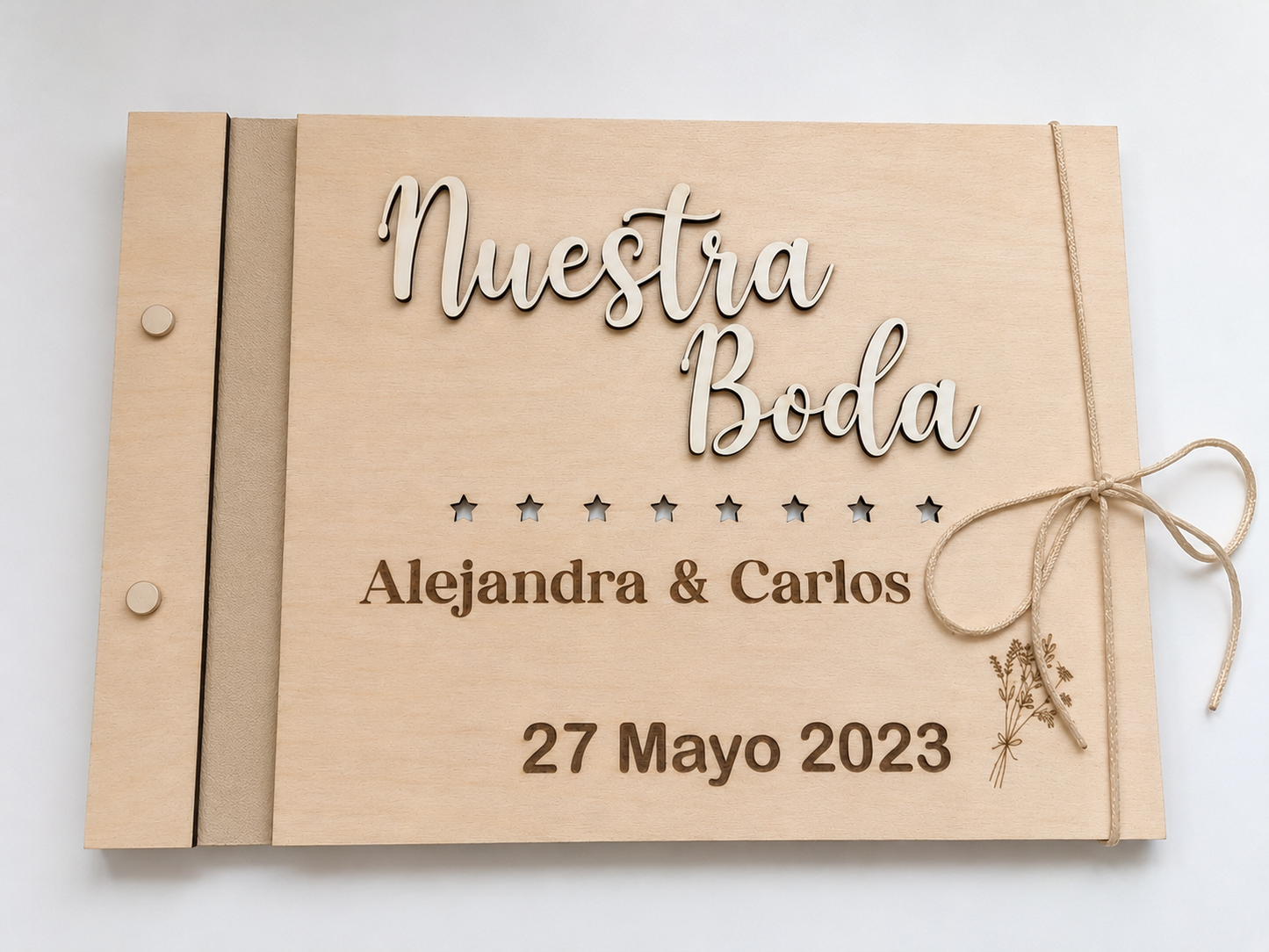 Libro de Firmas de Madera de Abedul Artesanal - Personalizado