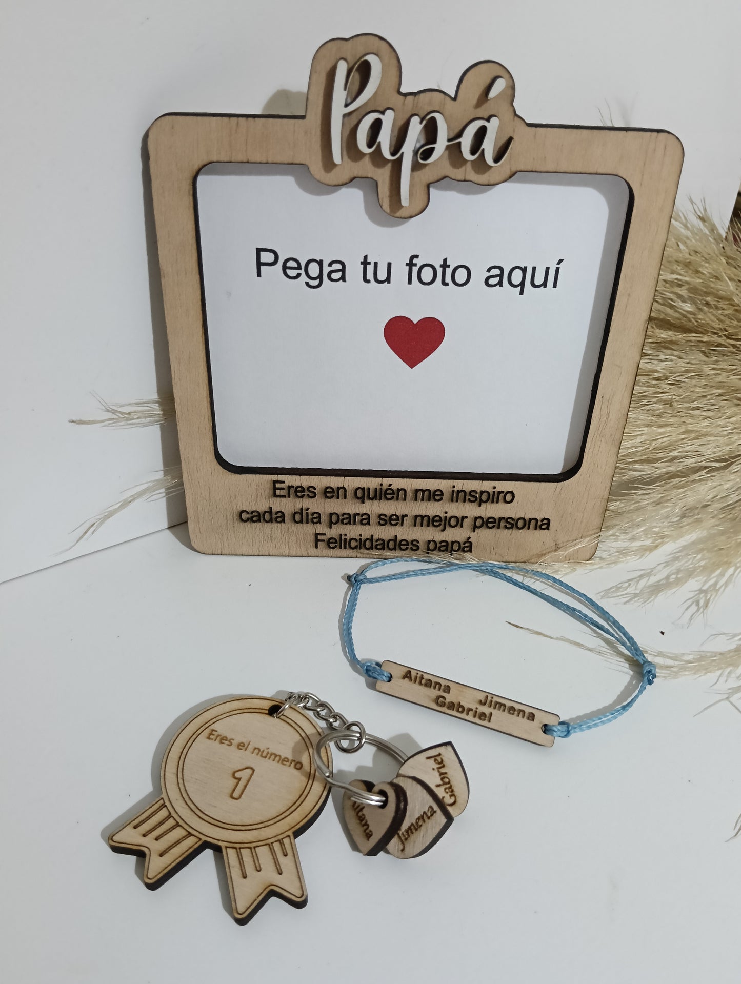 Portafotos personalizado de madera para el Día del Padre o Abuelo – Regalo único con frase personalizada
