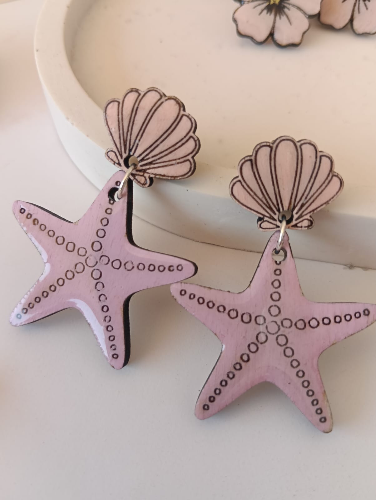 Pendientes de madera Estrella de Mar