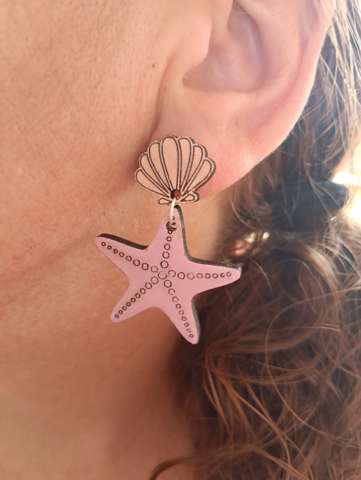 Pendientes de madera Estrella de Mar