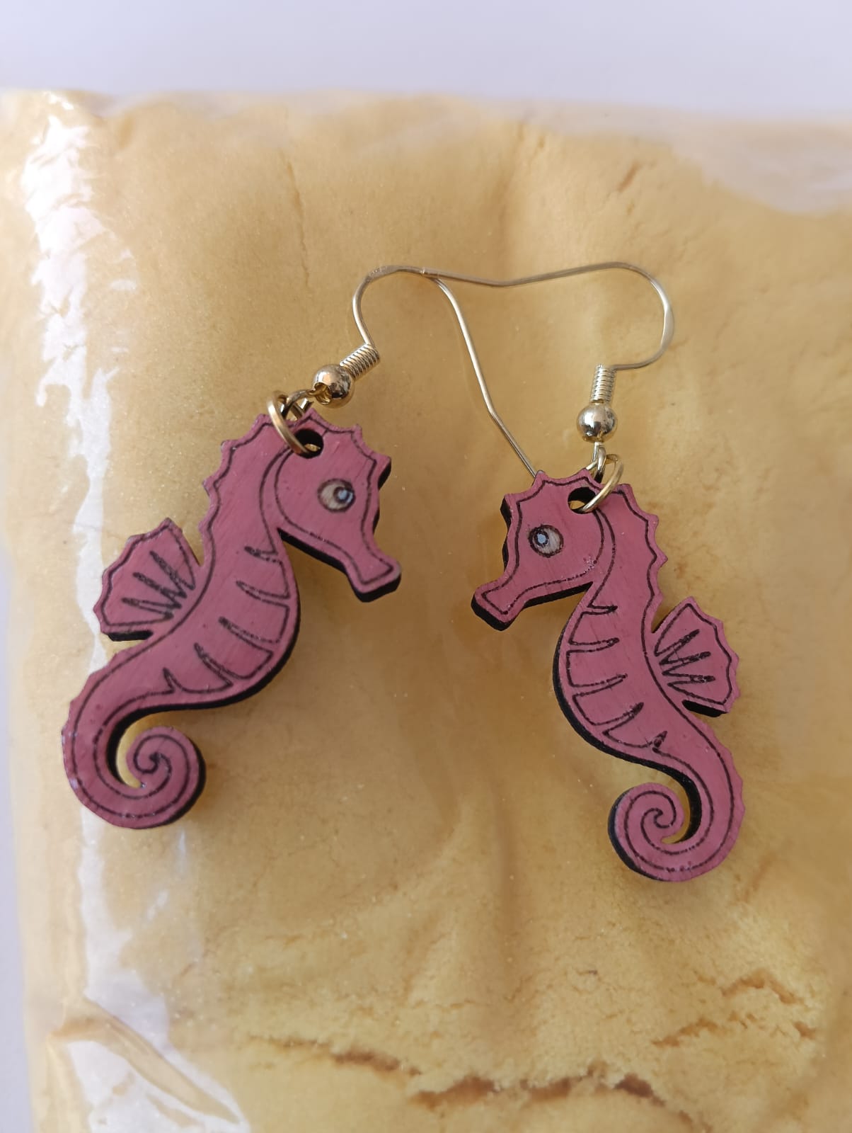 Pendientes de madera Caballito de Mar