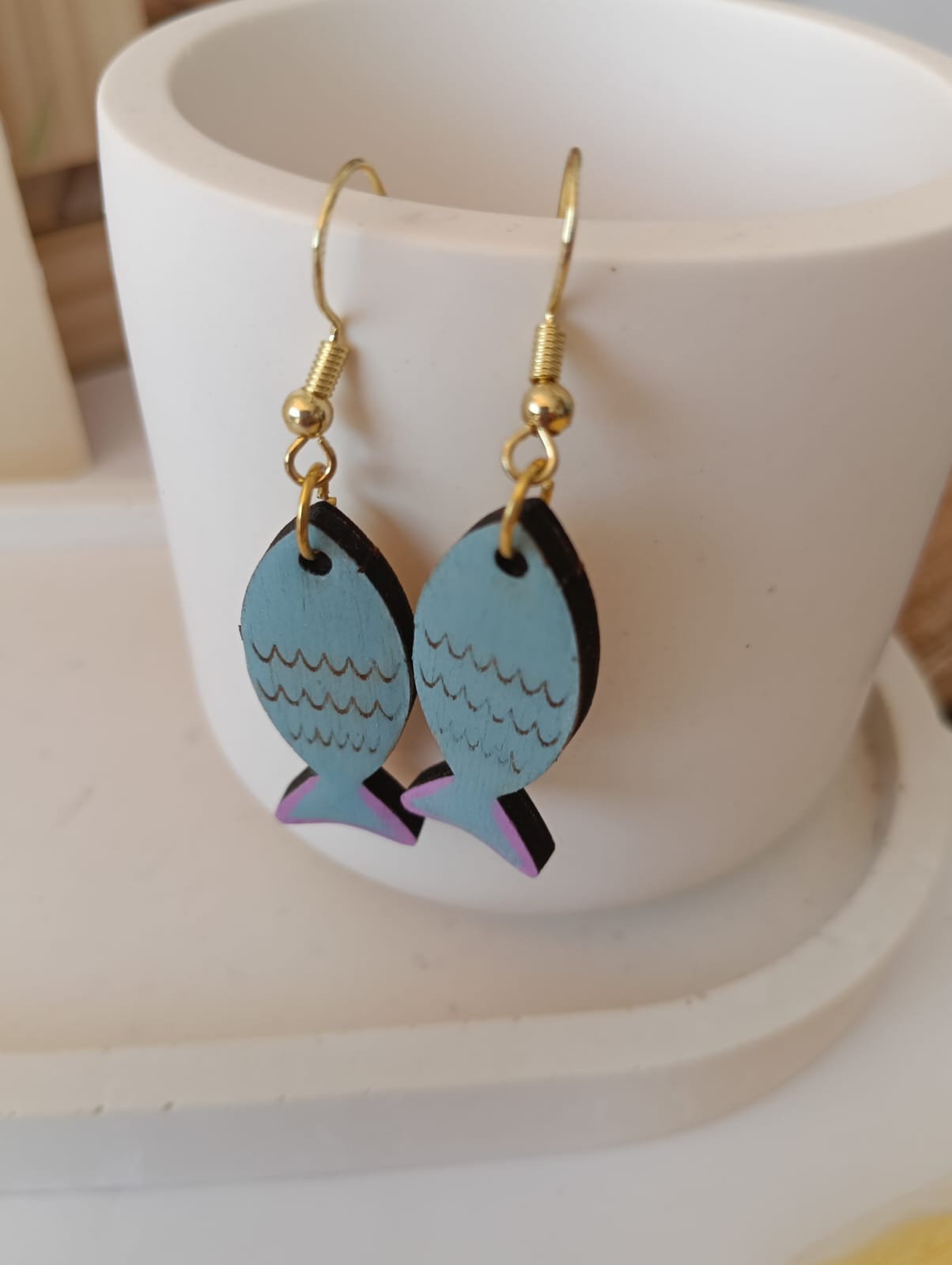 Pendientes de madera Pez