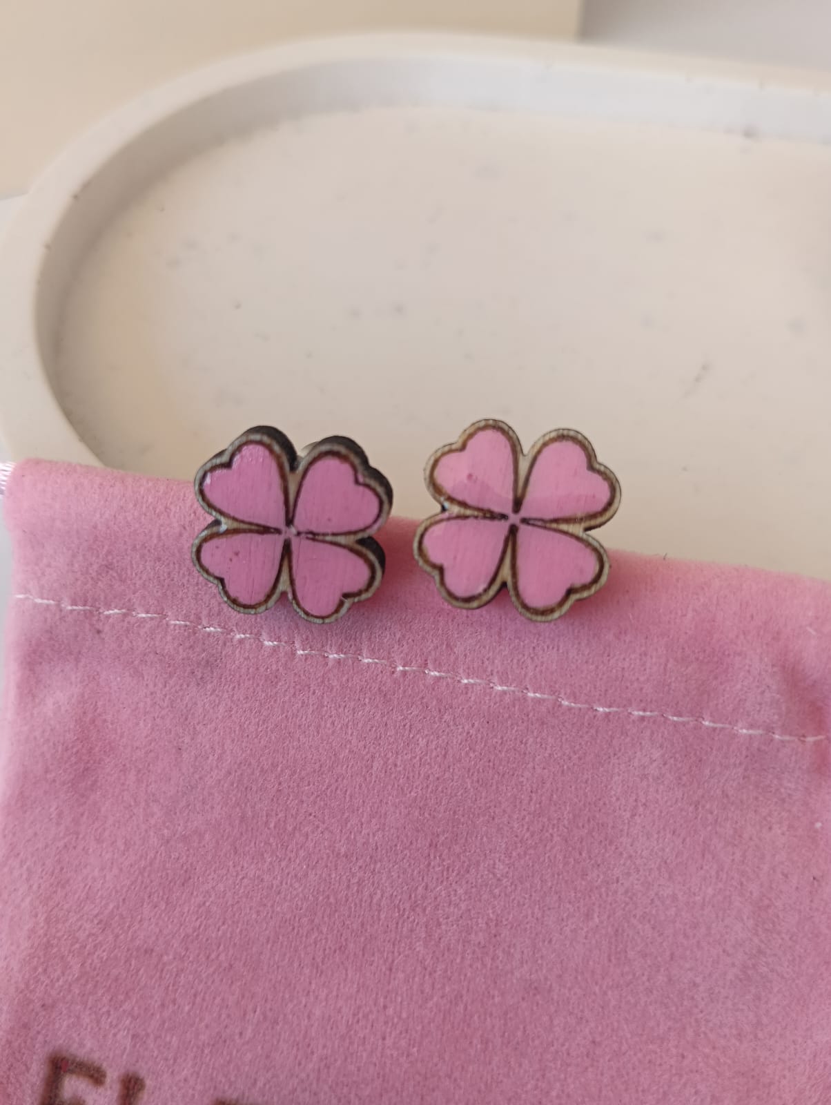 Pendientes de madera Mini Trébol