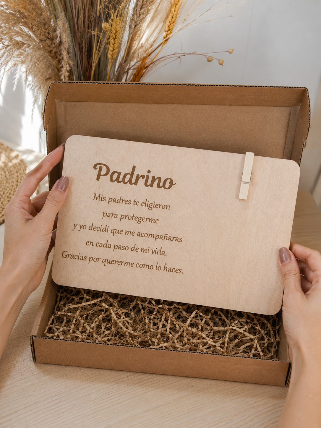 Placa de madera personalizada para madrina o padrino