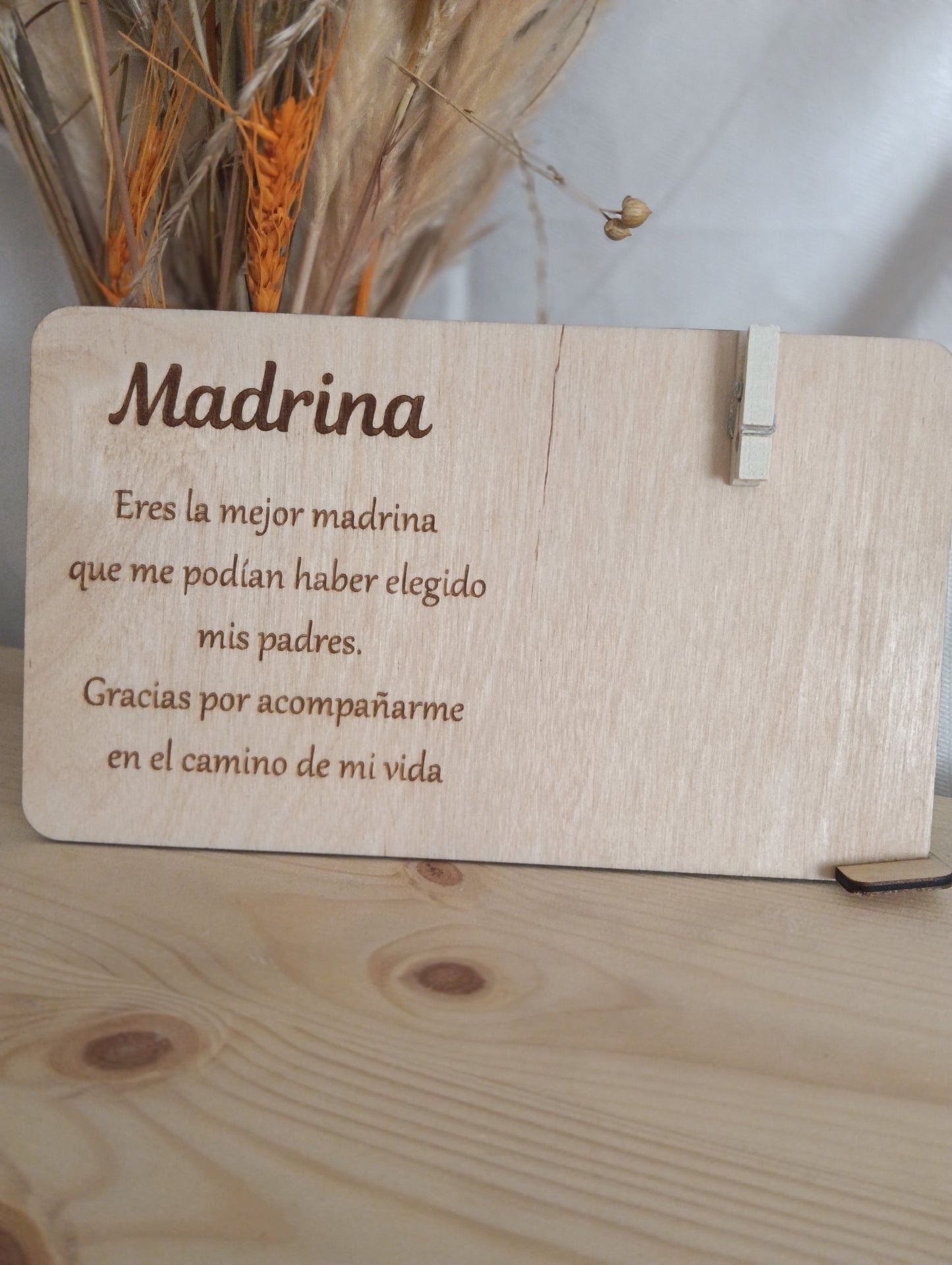 Placa de madera personalizada para madrina o padrino