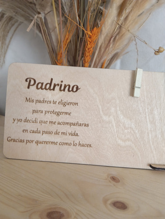 Placa de madera personalizada para madrina o padrino