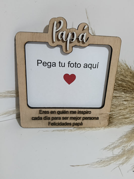Portafotos personalizado de madera para el Día del Padre o Abuelo – Regalo único con frase personalizada