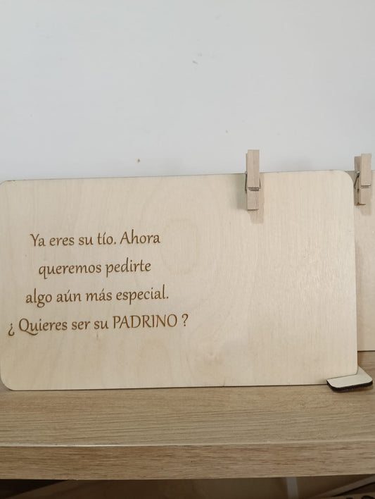 Placa de madera personalizada "¿Quieres ser mi padrino/madrina?" | Regalo original para bautizo