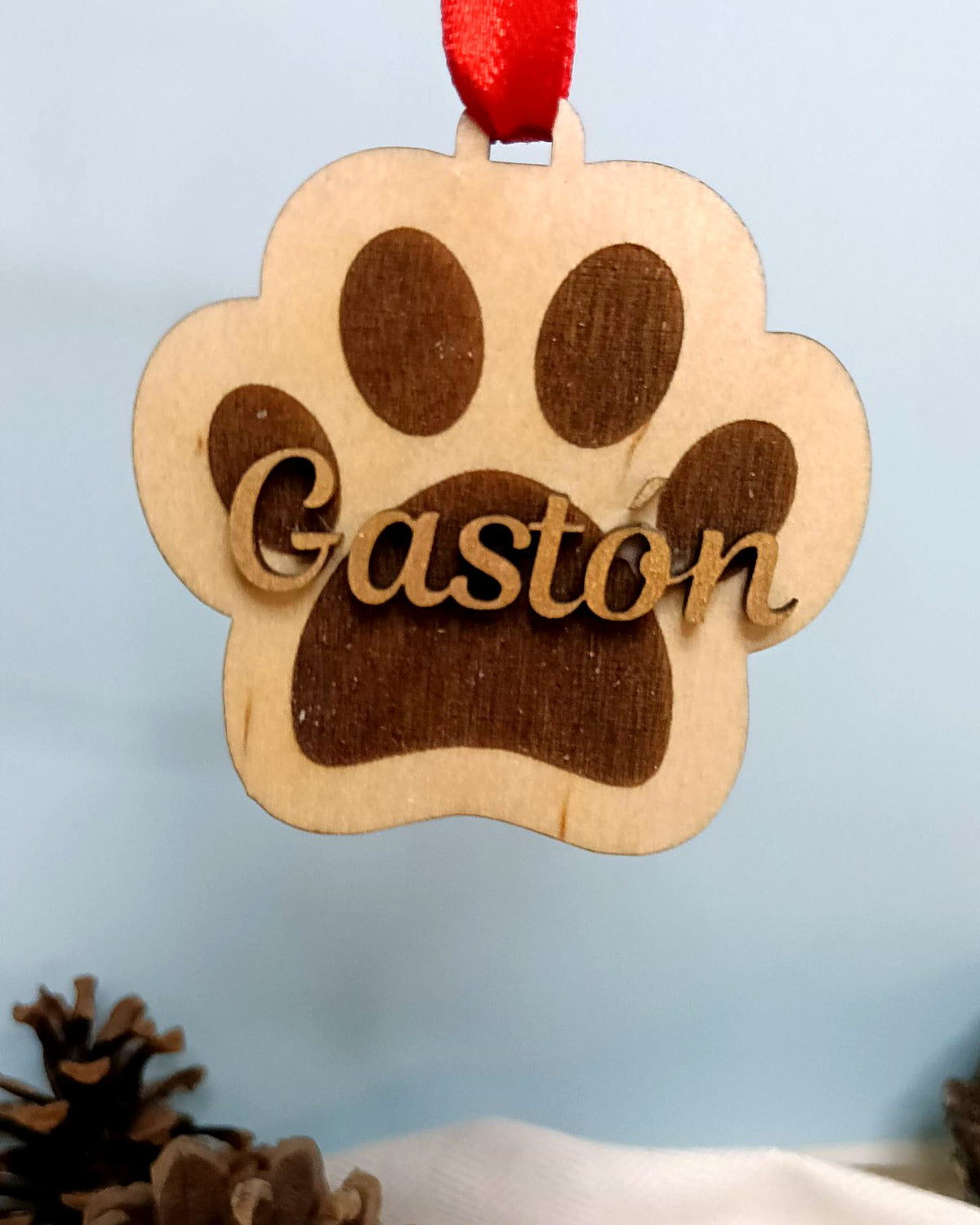Adorno de Navidad con huella y nombre de tu mascota