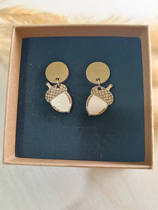 Pendientes Bellota de madera