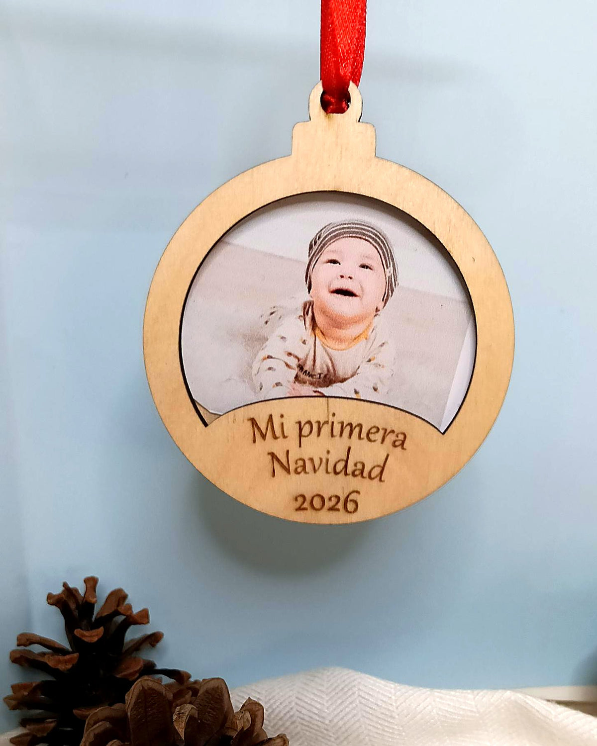 Bola «Mi primera Navidad» personalizada con foto del bebé