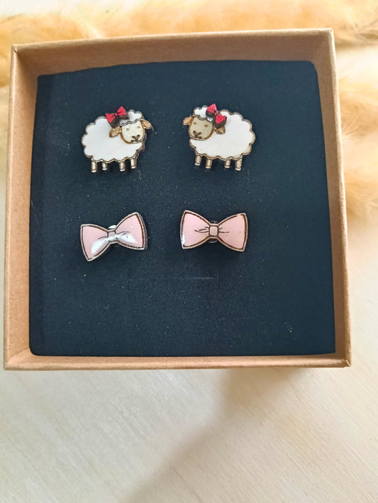 Pack de pendientes Ovejita y lazo