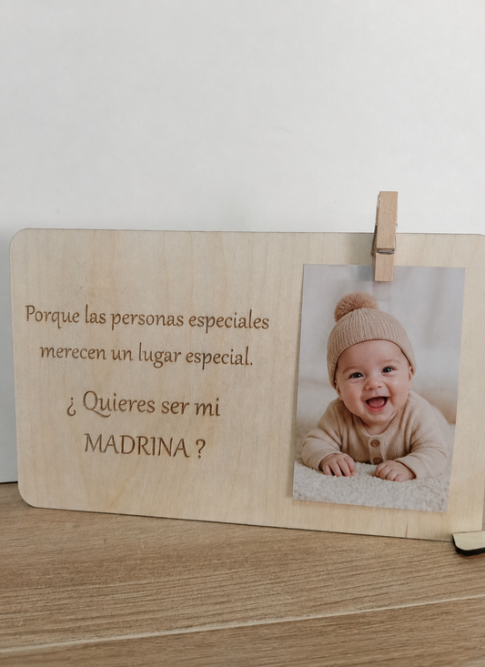 Placa de madera personalizada "¿Quieres ser mi padrino/madrina?" | Regalo original para bautizo